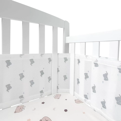 134*63 Inches Non-Padded Mesh Crib Liner 2 Pieces Set - Elephant White