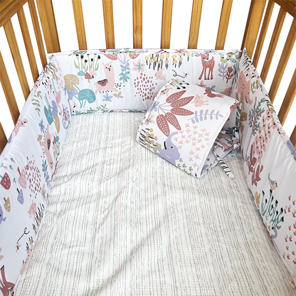 4 Pieces Set of Breathable Crib Liner for Baby Crib