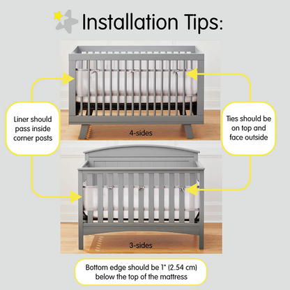 52x27 Inches Air Circulation Breathable 20mm Thick with Straps for Crib - Pure White, Grey, Navy, Pink, Yellow