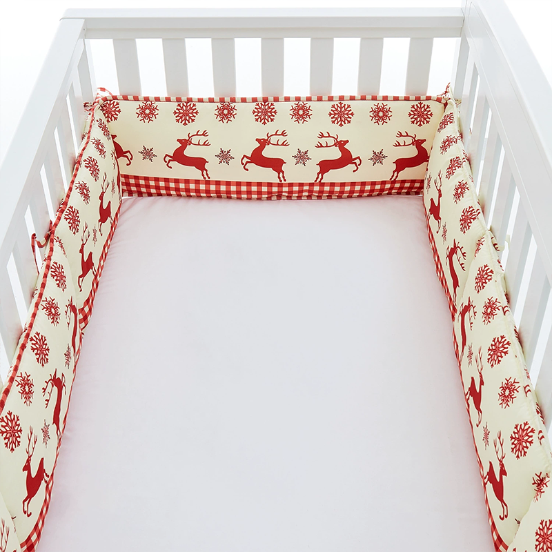 52x27 Inches Air Circulation Breathable 20mm Thick with Straps for Crib - Christmas Elk