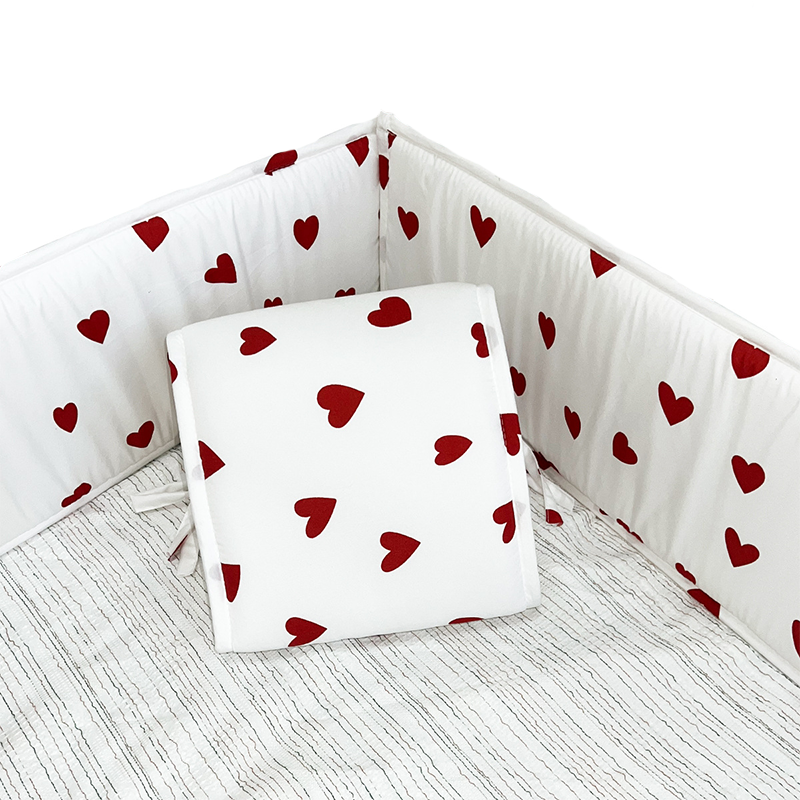 52x27 Inches Air Circulation Breathable 20mm Thick with Straps for Crib - Love Hearts