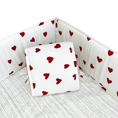52x27 Inches Air Circulation Breathable 20mm Thick with Straps for Crib - Love Hearts