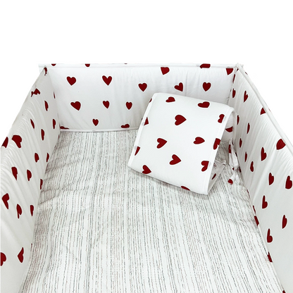 52x27 Inches Air Circulation Breathable 20mm Thick with Straps for Crib - Love Hearts