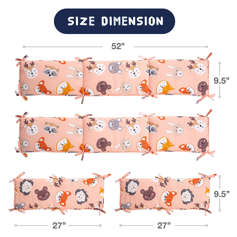 52x27 Inches Air Circulation Breathable 20mm Thick with Straps for Crib - Pink Polka Dot Zoo