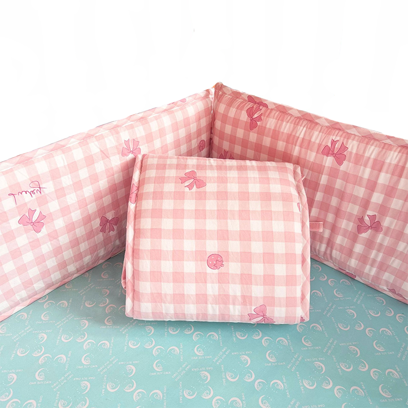 52x27 Inches Air Circulation Breathable 20mm Thick with Straps for Crib - Pink Romantic Bow