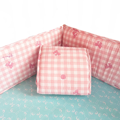 52x27 Inches Air Circulation Breathable 20mm Thick with Straps for Crib - Pink Romantic Bow