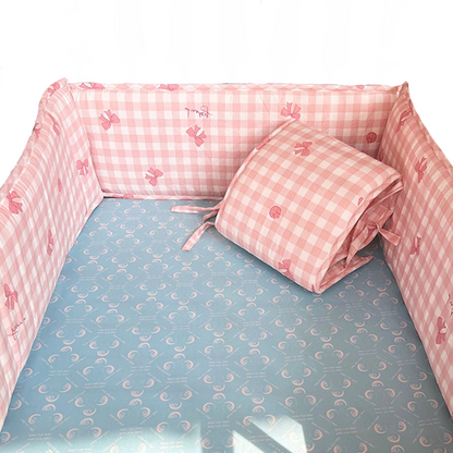 52x27 Inches Air Circulation Breathable 20mm Thick with Straps for Crib - Pink Romantic Bow