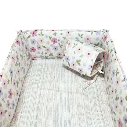 52x27 Inches Air Circulation Breathable 20mm Thick with Straps for Crib - Purple Flower Fields