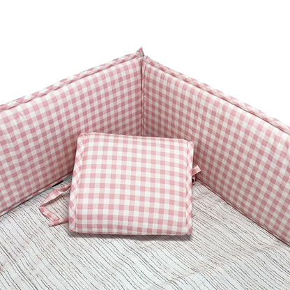 52x27 Inches Air Circulation Breathable 20mm Thick with Straps for Crib - Retro Pink Plaid