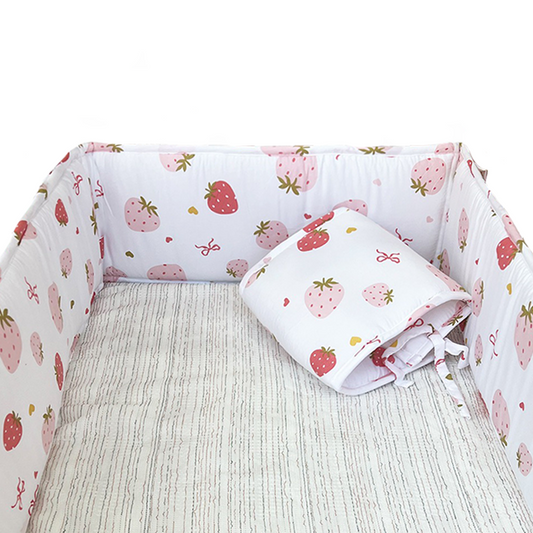52x27 Inches Air Circulation Breathable 20mm Thick with Straps for Crib - Strawberries