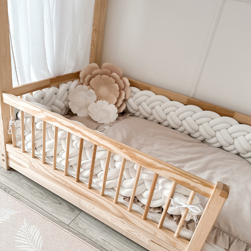 Bedding Long Cushion 8 Knotted Bumper Handmade Ultra Soft Cotton Furry Short Floss Fabric for Bedroom Playroom Nordic Style Decor