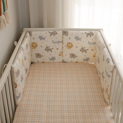 Baby Crib Around Cot Padding 6 Pieces 100% Cotton Set Soft Protective Cushions