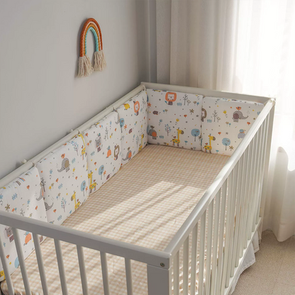 Baby Crib Around Cot Padding 6 Pieces 100% Cotton Set Soft Protective Cushions