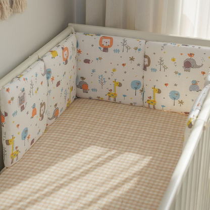 Baby Crib Around Cot Padding 6 Pieces 100% Cotton Set Soft Protective Cushions