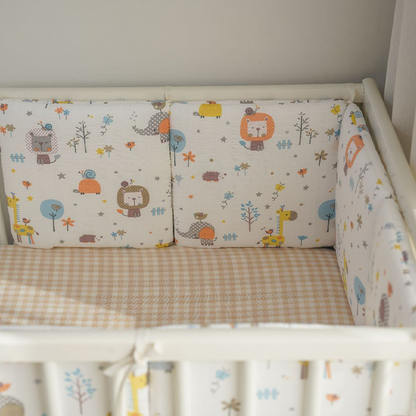 Baby Crib Around Cot Padding 6 Pieces 100% Cotton Set Soft Protective Cushions