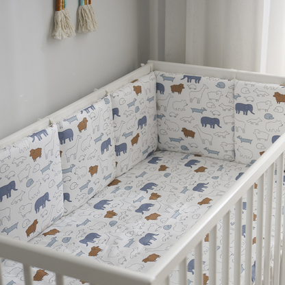 Baby Crib Around Cot Padding 6 Pieces 100% Cotton Set Soft Protective Cushions