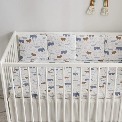 Baby Crib Around Cot Padding 6 Pieces 100% Cotton Set Soft Protective Cushions