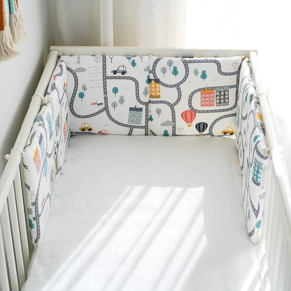 Baby Crib Around Cot Padding 6 Pieces 100% Cotton Set Soft Protective Cushions