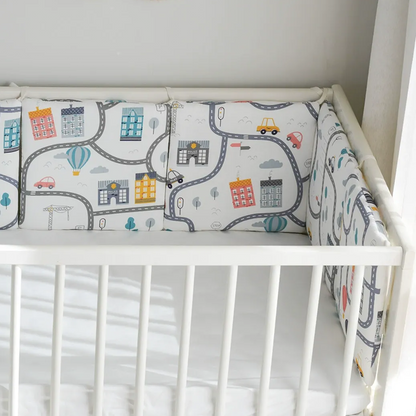 Baby Crib Around Cot Padding 6 Pieces 100% Cotton Set Soft Protective Cushions