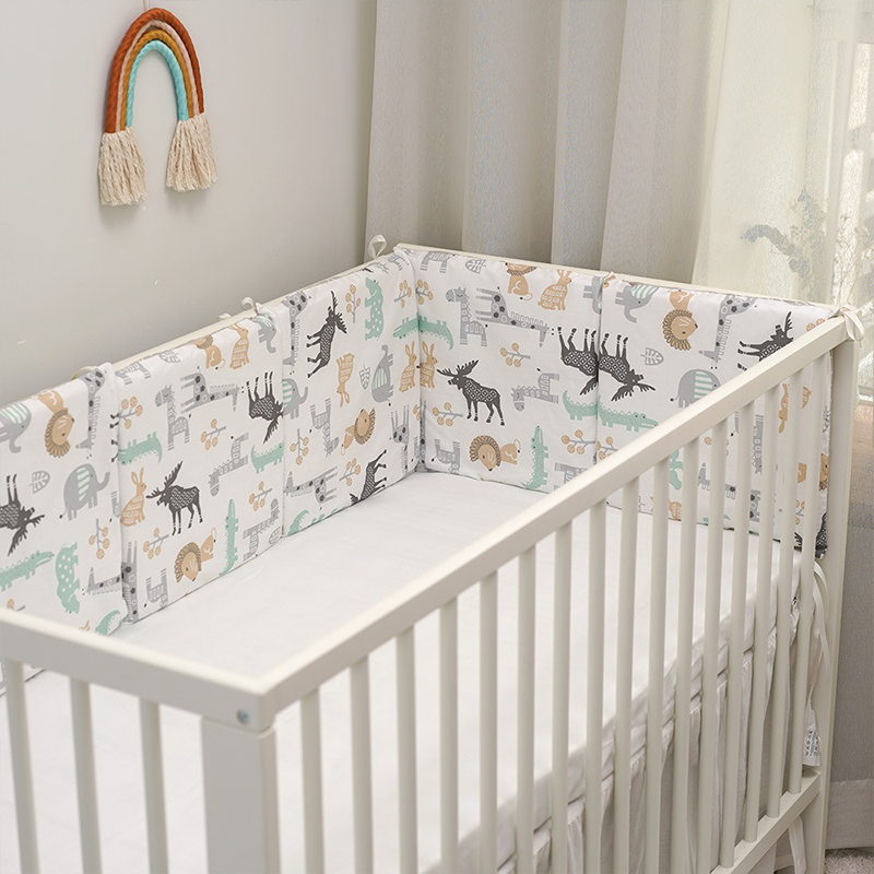 Baby Crib Around Cot Padding 6 Pieces 100% Cotton Set Soft Protective Cushions