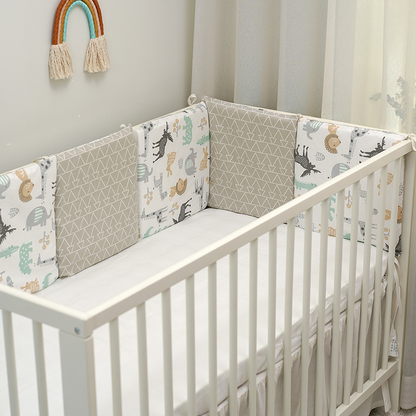 Baby Crib Around Cot Padding 6 Pieces 100% Cotton Set Soft Protective Cushions