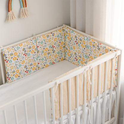 Baby Crib Around Cot Padding 6 Pieces 100% Cotton Set Soft Protective Cushions