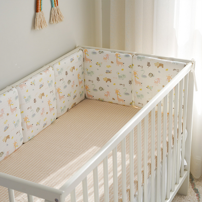 Baby Crib Around Cot Padding 6 Pieces 100% Cotton Set Soft Protective Cushions