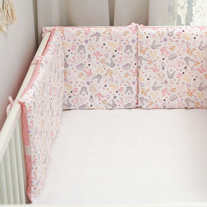 Baby Crib Around Cot Padding 6 Pieces 100% Cotton Set Soft Protective Cushions