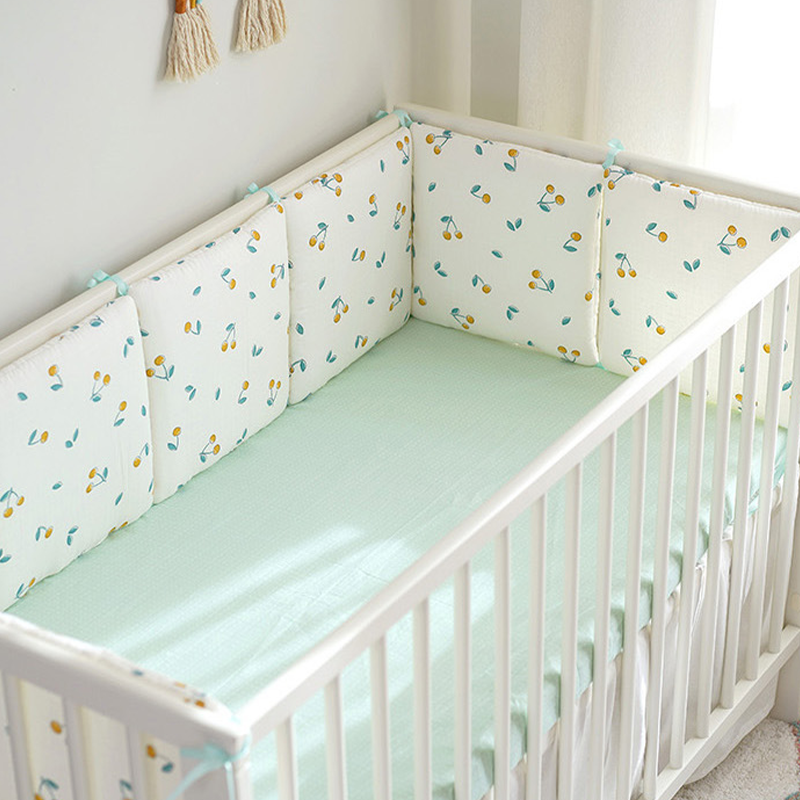 Baby Crib Around Cot Padding 6 Pieces 100% Cotton Set Soft Protective Cushions