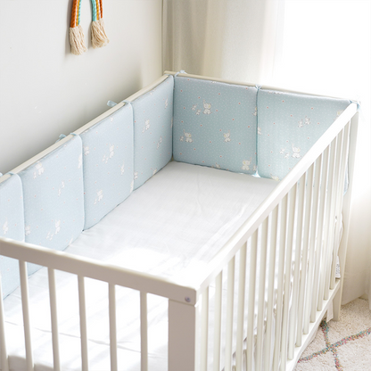 Baby Crib Around Cot Padding 6 Pieces 100% Cotton Set Soft Protective Cushions