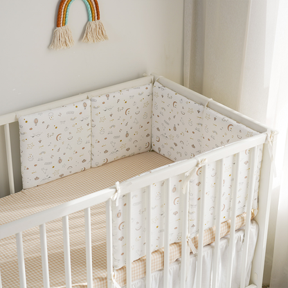 Baby Crib Around Cot Padding 6 Pieces 100% Cotton Set Soft Protective Cushions
