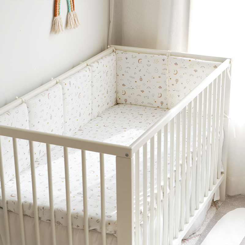 6 Pieces Baby Crib Around Cot Padding 100% Cotton Set Soft Protective ...