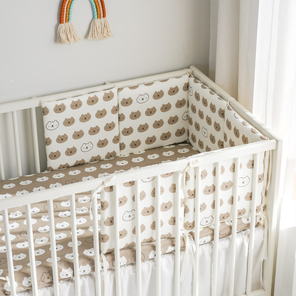Baby Crib Around Cot Padding 6 Pieces 100% Cotton Set Soft Protective Cushions