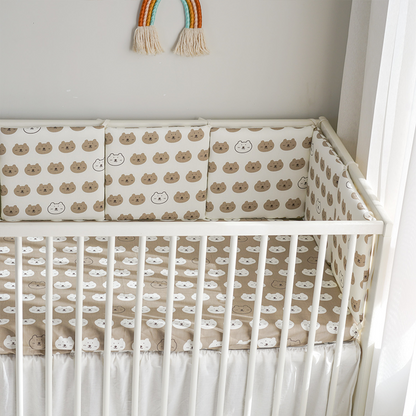 Baby Crib Around Cot Padding 6 Pieces 100% Cotton Set Soft Protective Cushions