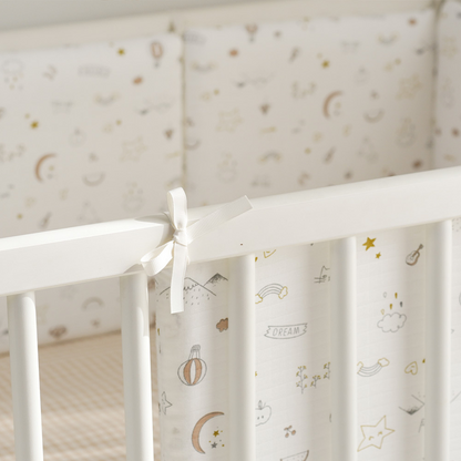 Baby Crib Around Cot Padding 6 Pieces 100% Cotton Set Soft Protective Cushions