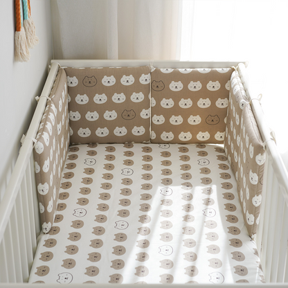 Baby Crib Around Cot Padding 6 Pieces 100% Cotton Set Soft Protective Cushions