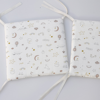 Baby Crib Around Cot Padding 6 Pieces 100% Cotton Set Soft Protective Cushions