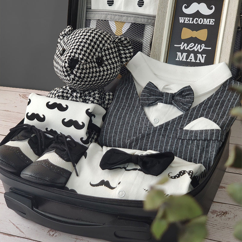 Black Gold Gentleman Suits Newborn Gift Box 0-18M Baby Cloth Set