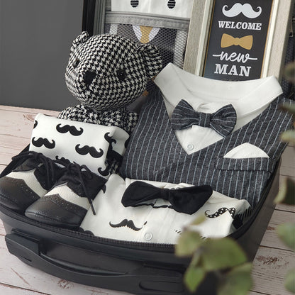 Black Gold Gentleman Suits Newborn Gift Box 0-18M Baby Cloth Set