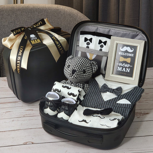 Black Gold Gentleman Suits Newborn Gift Box 0-18M Baby Cloth Set