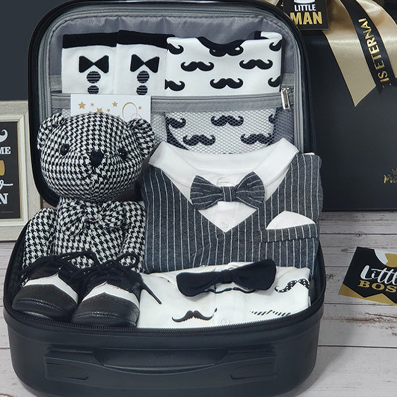 Black Gold Gentleman Suits Newborn Gift Box 0-18M Baby Cloth Set