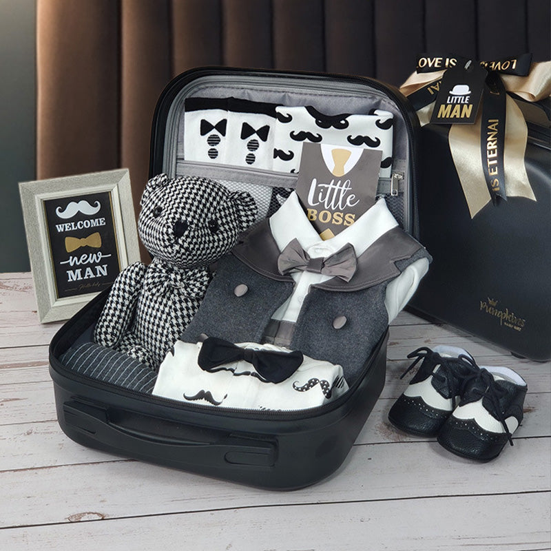 Black Gold Gentleman Suits Newborn Gift Box 0-18M Baby Cloth Set