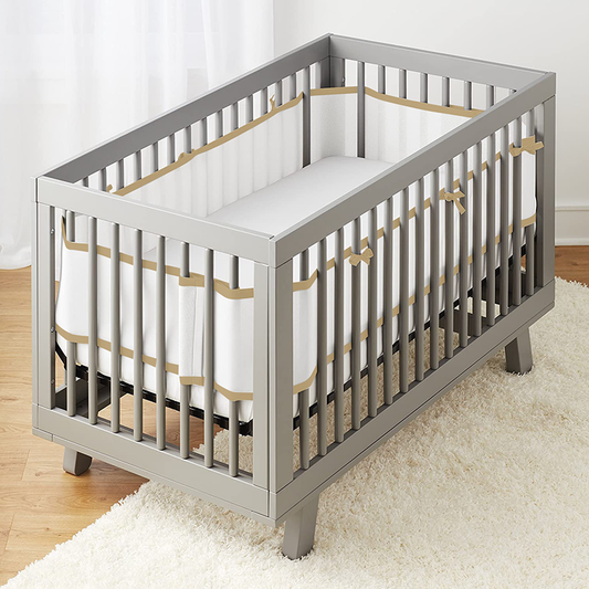 2 Pieces Set of Breathable Mesh Crib Liner for Baby Crib