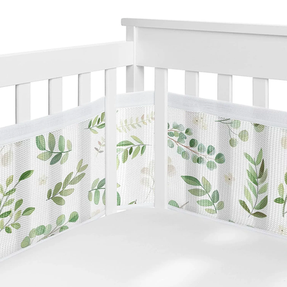 2 Pieces Set of Breathable Mesh Crib Liner for Baby Crib