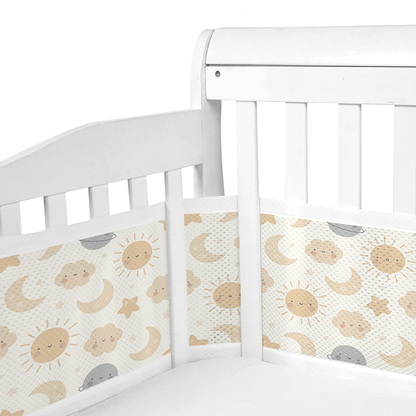 2 Pieces Set of Breathable Mesh Crib Liner for Baby Crib