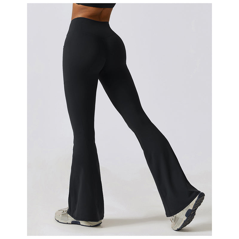 Casual Front V Deep High Waist Wide Legged Butt Lifting Yoga Flared Pants for Dance, Sports