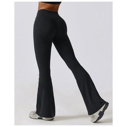 Casual Front V Deep High Waist Wide Legged Butt Lifting Yoga Flared Pants for Dance, Sports