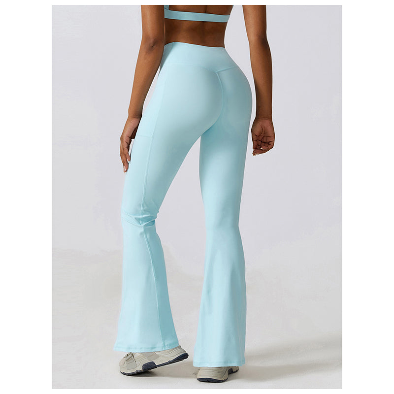 Casual Front V Deep High Waist Wide Legged Butt Lifting Yoga Flared Pants for Dance, Sports