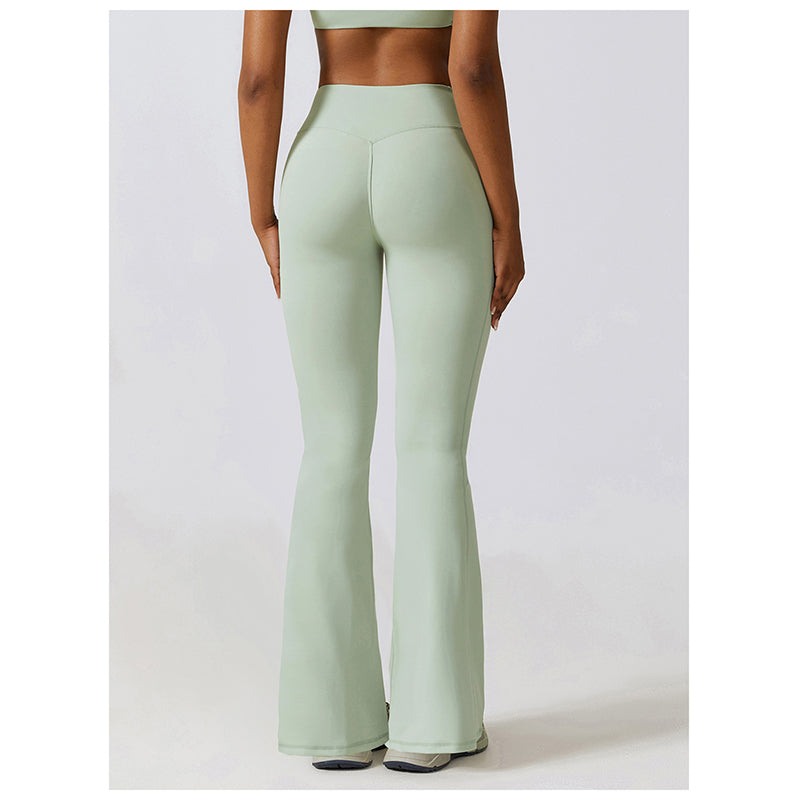 Casual Front V Deep High Waist Wide Legged Butt Lifting Yoga Flared Pants for Dance, Sports