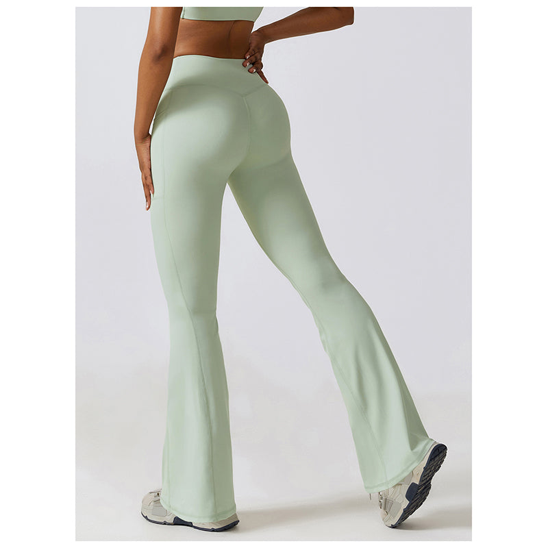 Casual Front V Deep High Waist Wide Legged Butt Lifting Yoga Flared Pants for Dance, Sports